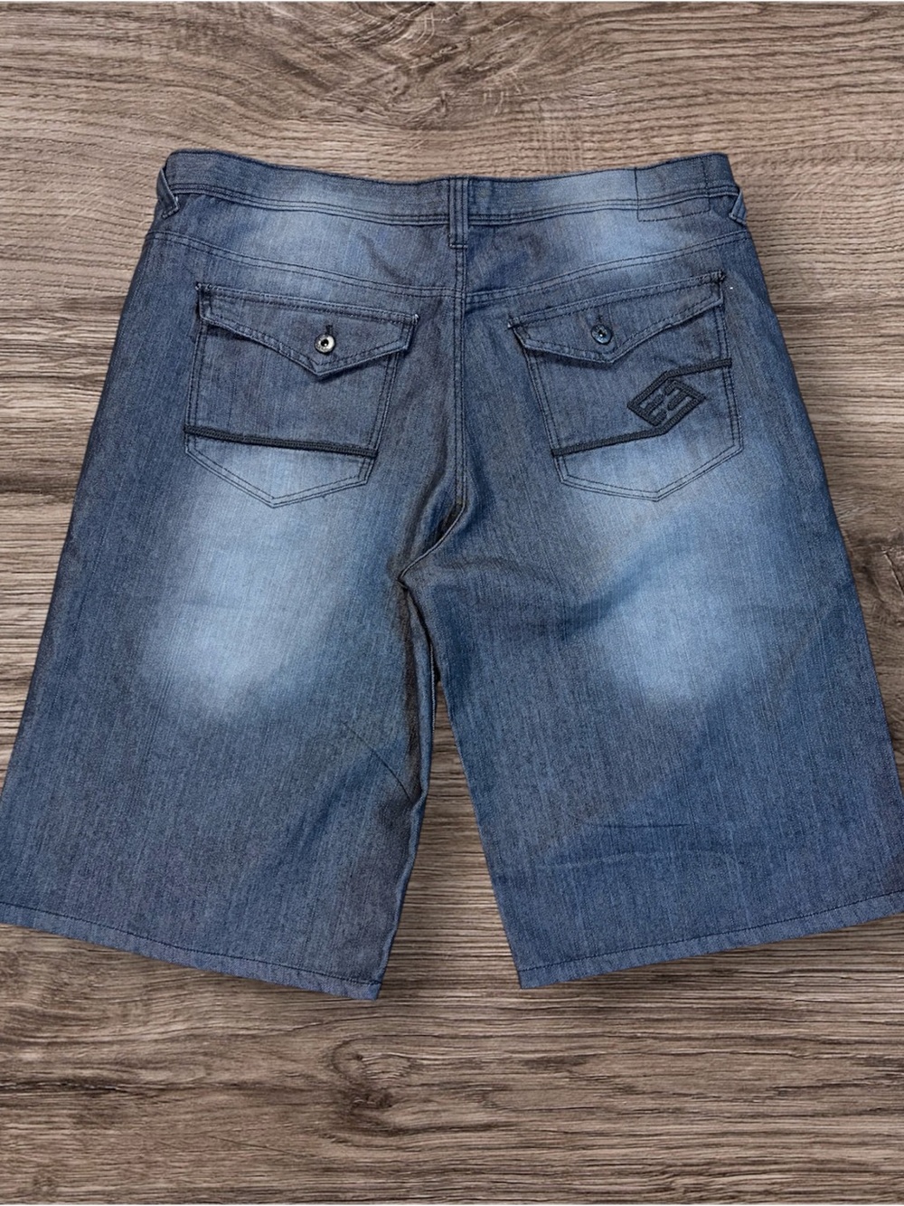 Enyce black on black Washed Denim Back-Pocket Jean Shorts 38” Y2K